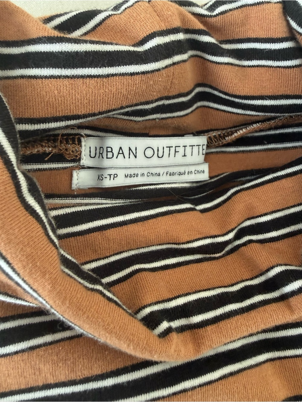 Urban Outfitters Striped Long Sleeve Turtleneck Top - Rust, Black & White // XS - Picture 6 of 9